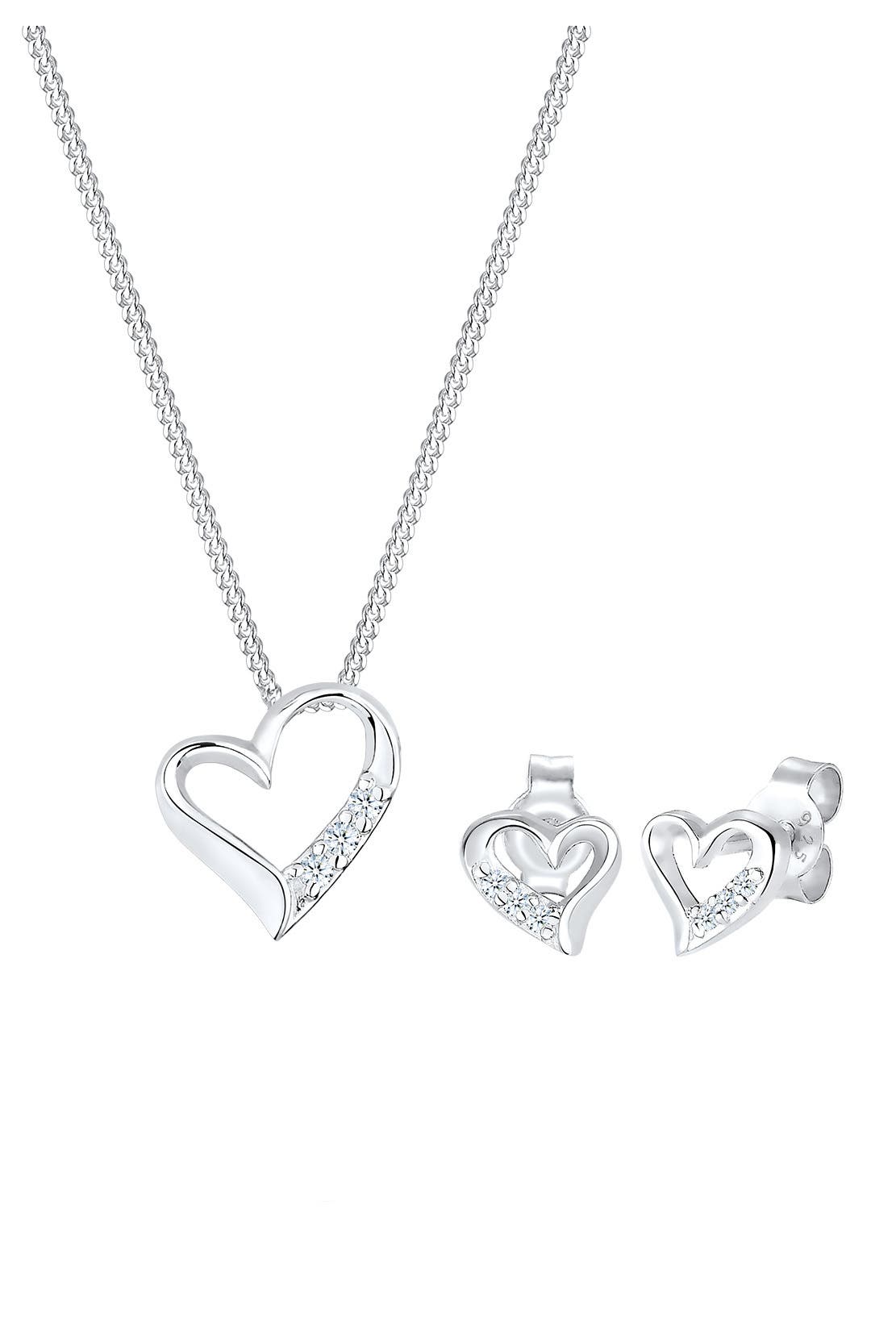 ELLI DIAMONDS Schmuckset Set mit Herz Diamant Weiß (0.075 ct.) 925 Sterling Silber Silber, Bild 1