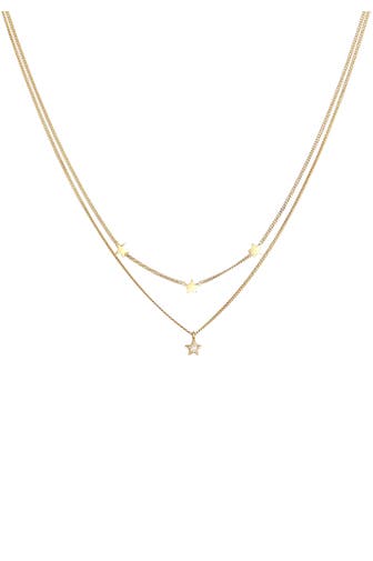 ELLI Kette Layer Stern Astro 925 Silber, mit Kristallen von Swarovski® Gold