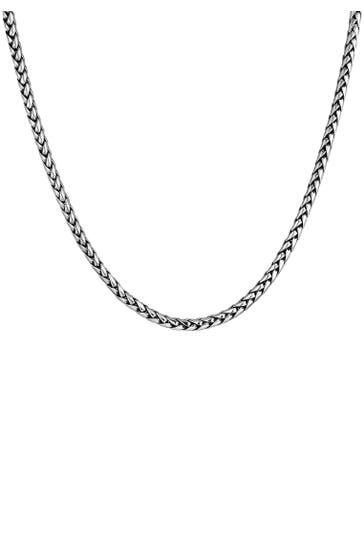 KUZZOI Kette Herren Zopfkette Trend Oxidiert Massiv 925 Silber Silber