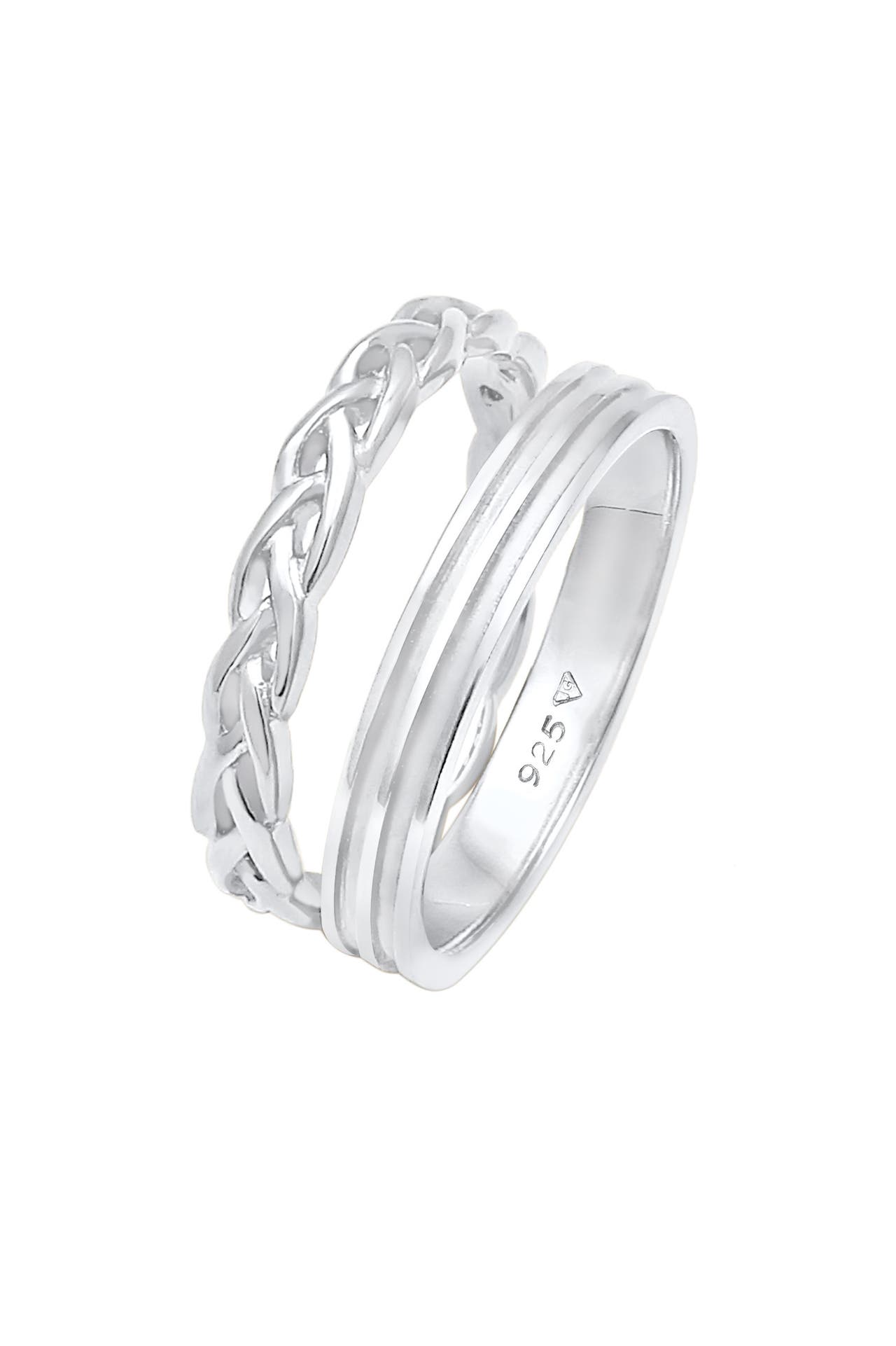 ELLI Ring Bandring Basic Zopf Knoten (2 tlg) 925 Silber Silber, Bild 1