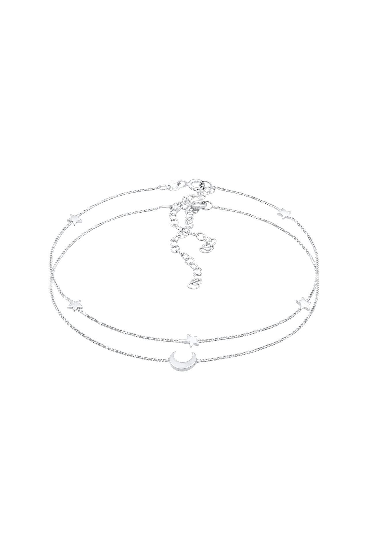 ELLI Fusskettchen Stern Halbmond Astro Duo Set 925 Silber Silber, Bild 1