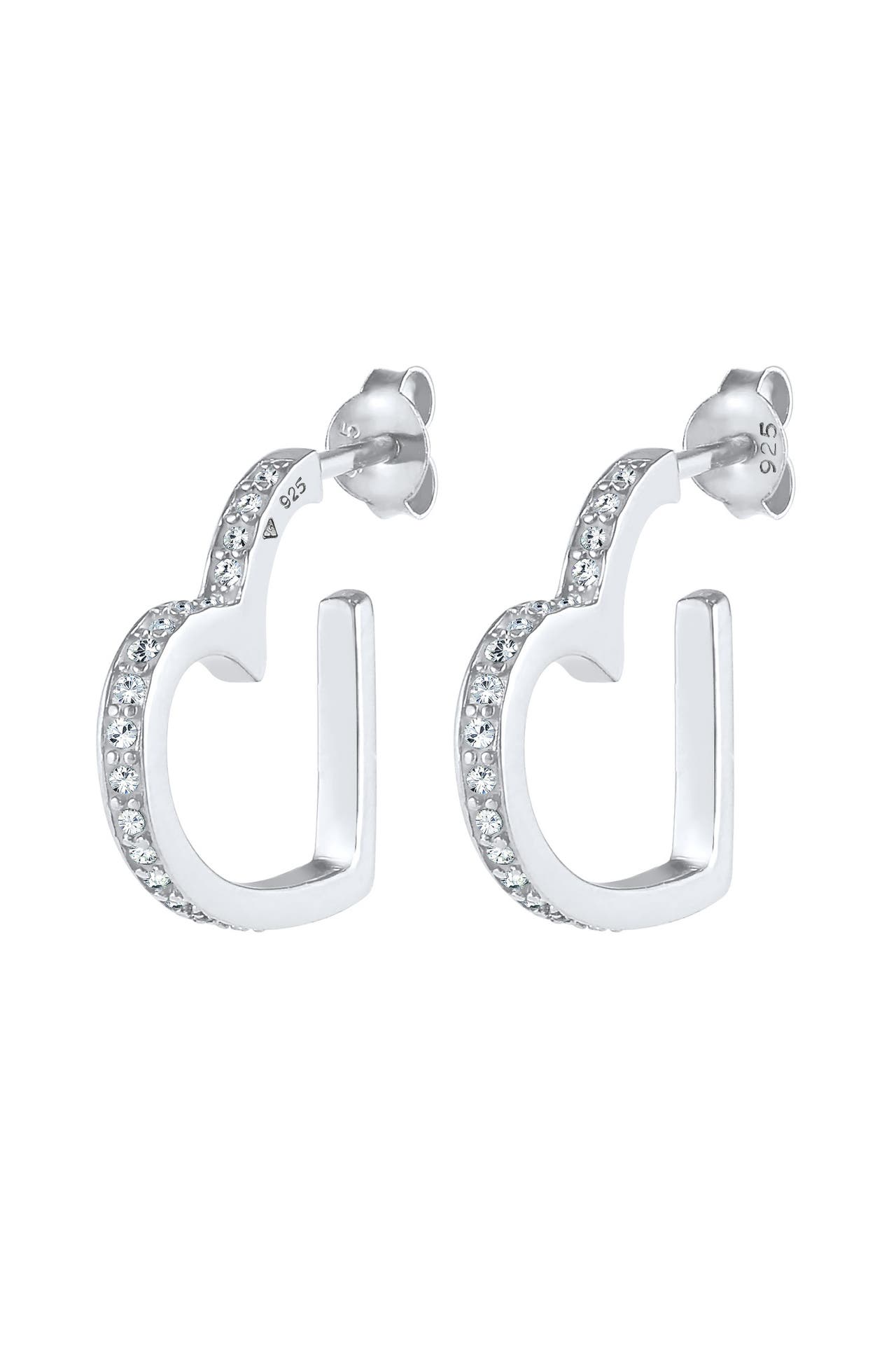 ELLI PREMIUM Ohrringe Creolen Herz Liebe 925 Silber, mit Kristallen von Swarovski® Silber, Bild 1