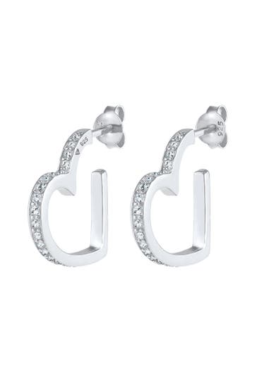 ELLI PREMIUM Ohrringe Creolen Herz Liebe 925 Silber, mit Kristallen von Swarovski® Silber