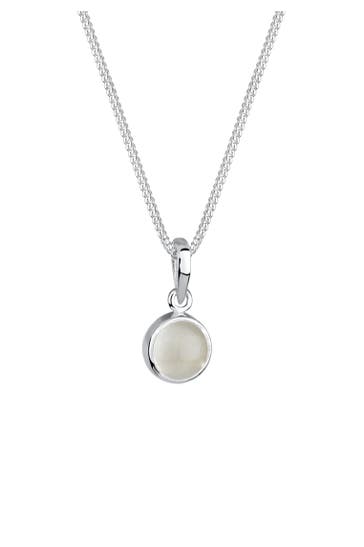 ELLI Kette Klassik Mondstein Edelstein Rund Natur 925 Silber Weiß