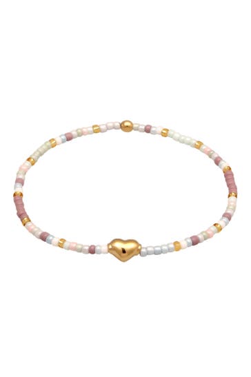 ELLI Armband Herz Pastell Glas Perlen 925 Sterling Silber vergoldet Bunt