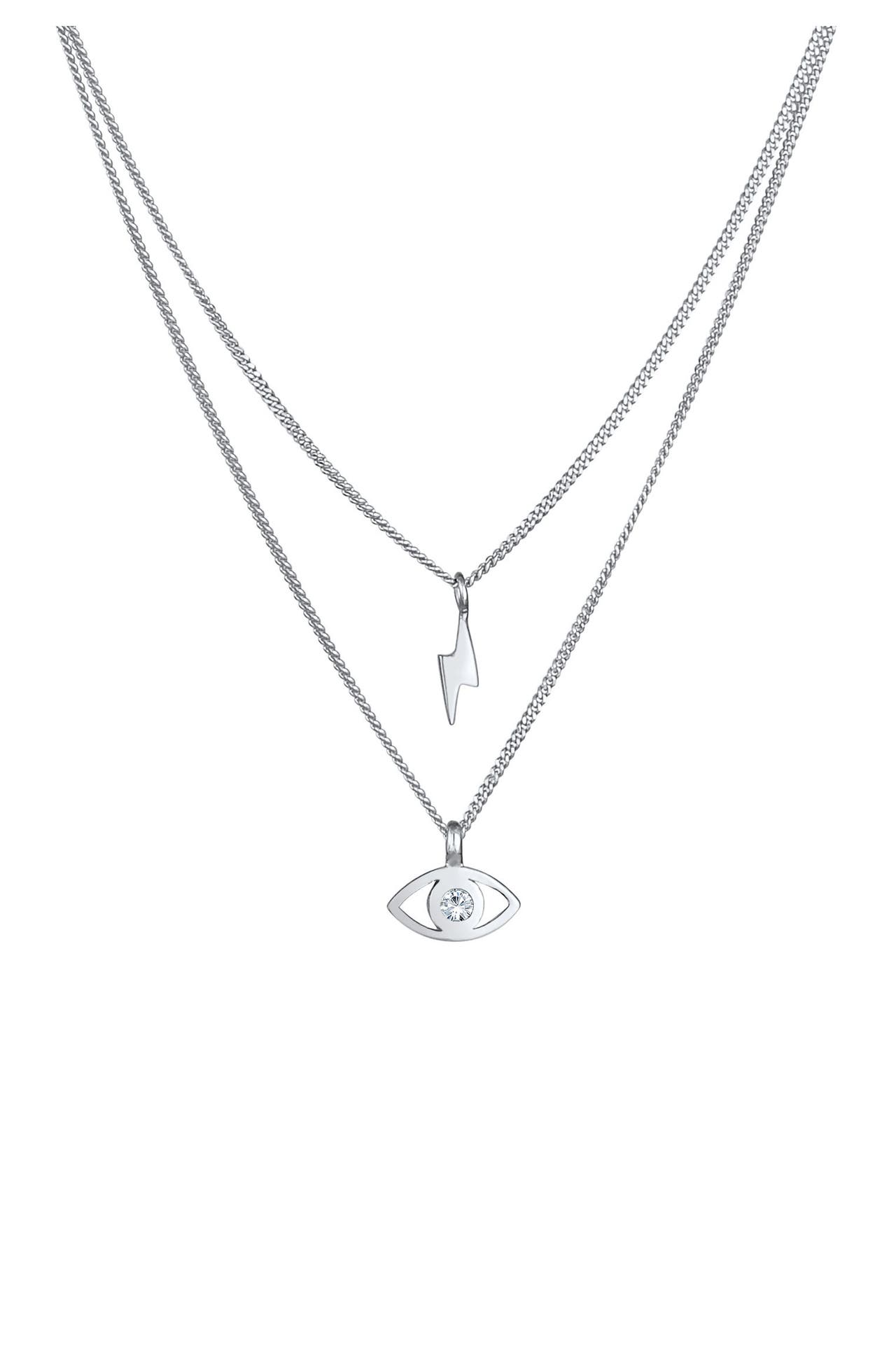 ELLI Kette Layer Evil Eye Blitz 925 Silber, mit Kristallen von Swarovski® Silber, Bild 1