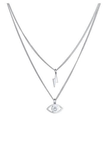 ELLI Kette Layer Evil Eye Blitz 925 Silber, mit Kristallen von Swarovski® Silber