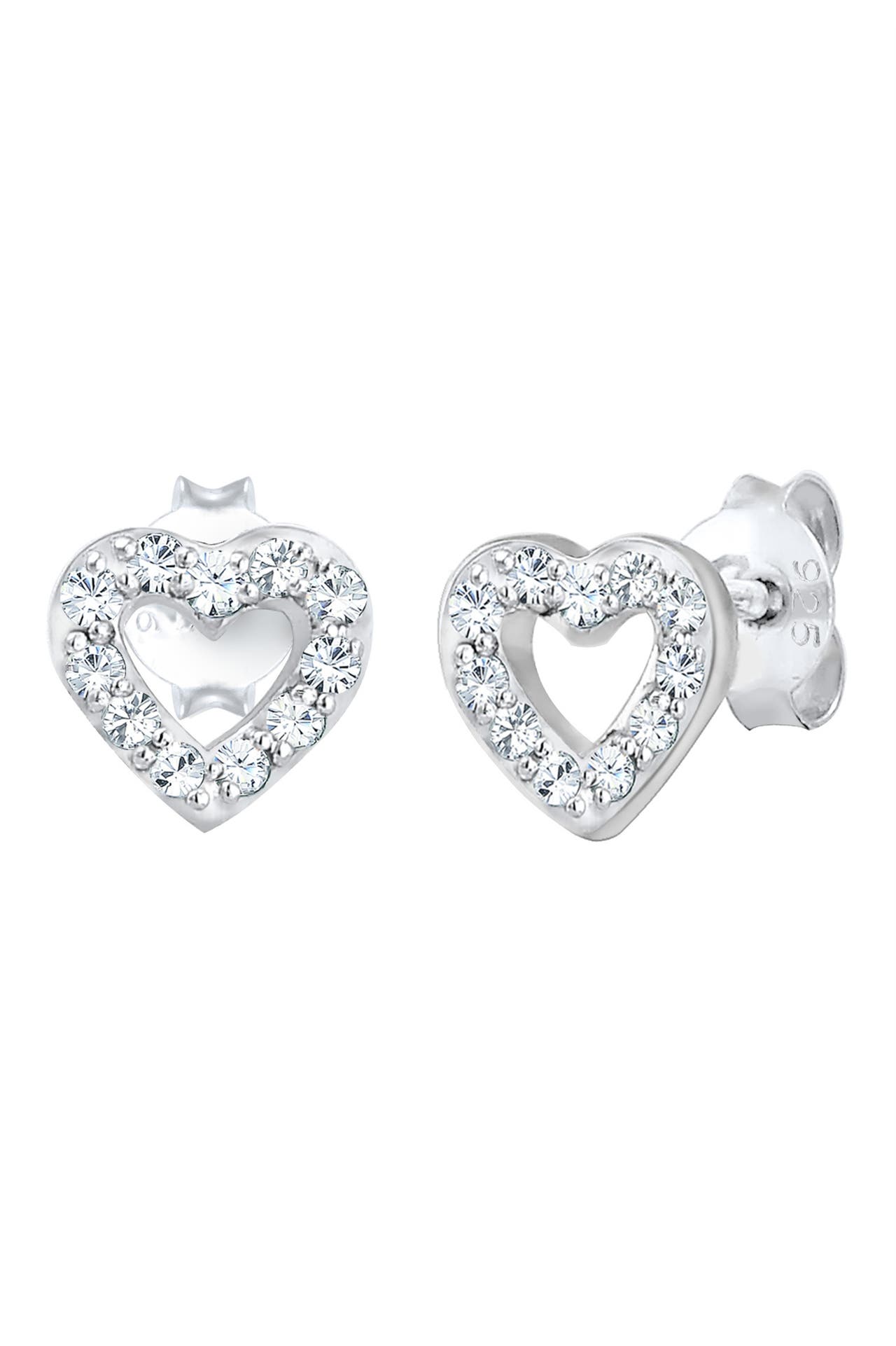 ELLI Ohrringe Ohrstecker Herz mit Kristallen von Swarovski® 925 Silber Silber, Bild 1