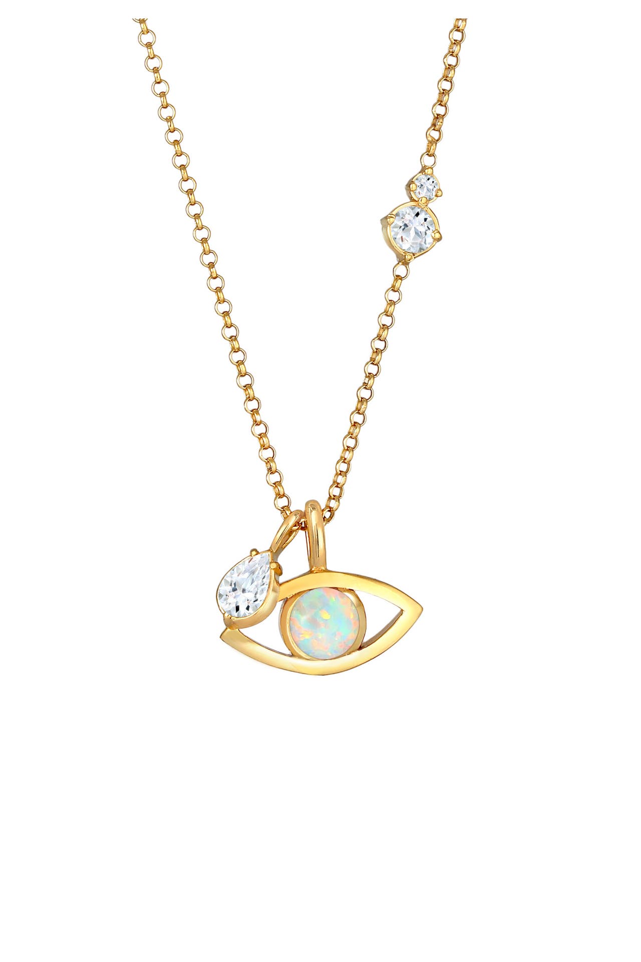 ELLI PREMIUM Kette Evil Eye Opal Solitär Topas Tropfen 925 Silber Gold, Bild 1