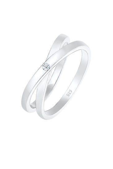 ELLI DIAMONDS Ring Wickelring Cross Diamant, 925 Silber