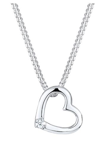 ELLI DIAMONDS Kette Herz Diamant Weiß Brillantschliff (0.015 ct) 925 Sterling Silber Silber