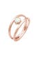 Ring Bandring Zweireihig Synthetischer Opal Weiß 925 Sterling Silber Rosegold