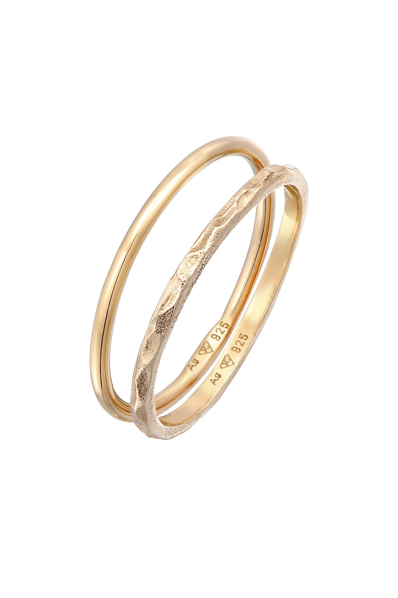 ELLI Ring Stapelringe Stacking Bandring 2er Set 925 Silber Gold, Bild 1