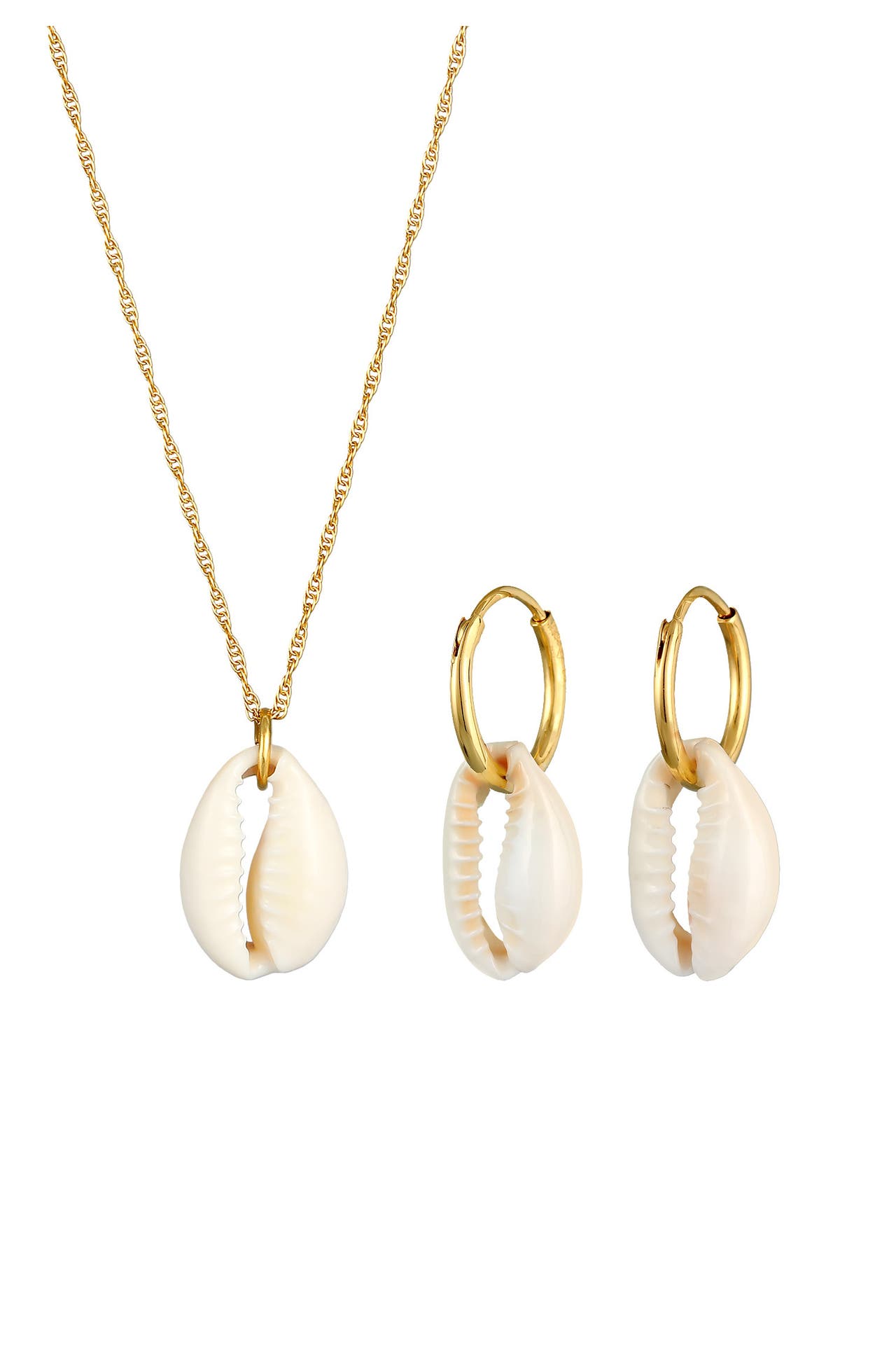 ELLI Schmuckset Kauri Muschel Kette Ohrringe 925 Silber Gold, Bild 1