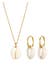 Schmuckset Kauri Muschel Kette Ohrringe 925 Silber Gold
