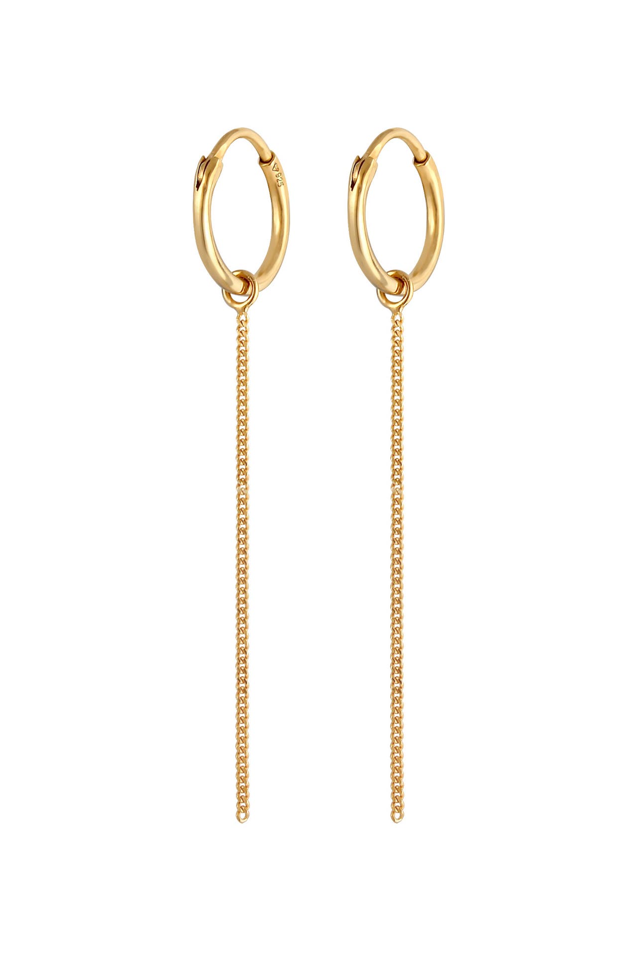 ELLI Ohrringe Creolen Ohrhänger Einhänger Kettchen 925 Silber Gold, Bild 1
