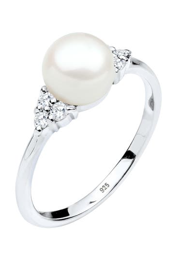 ELLI PREMIUM Ring Zirkonia Weiße Runde 925 Sterling Silber Silber