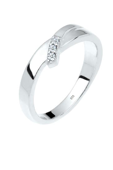 ELLI DIAMONDS Ring Diamant Weiß Brillantschliff (0.045 ct) 925 Sterling Silber Weiß