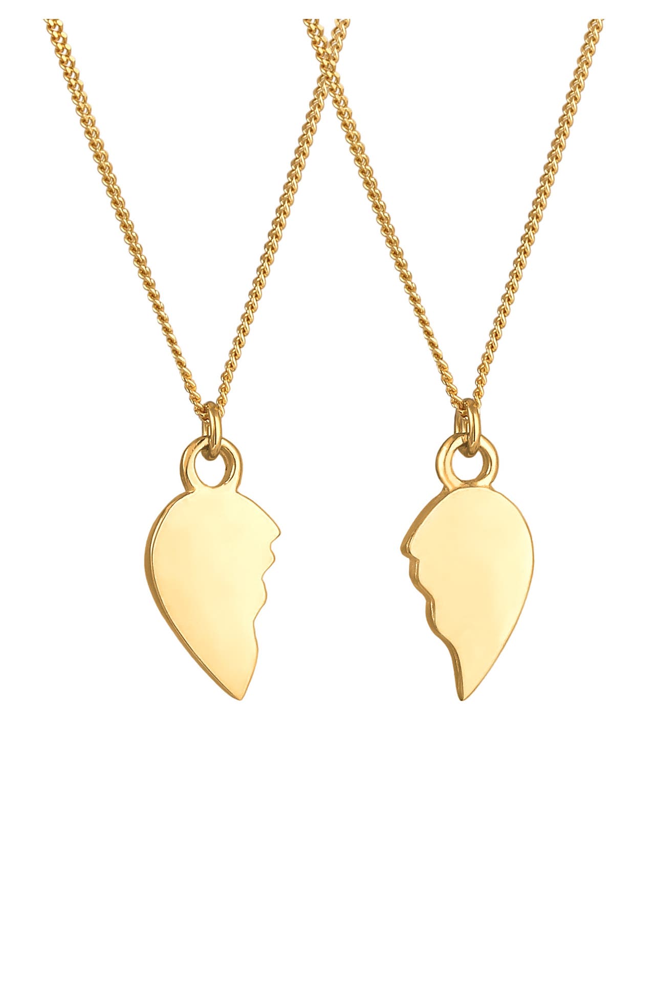 ELLI Kette Herz gebrochen Freundin Partner 2er Set 925 Silber Gold, Bild 1