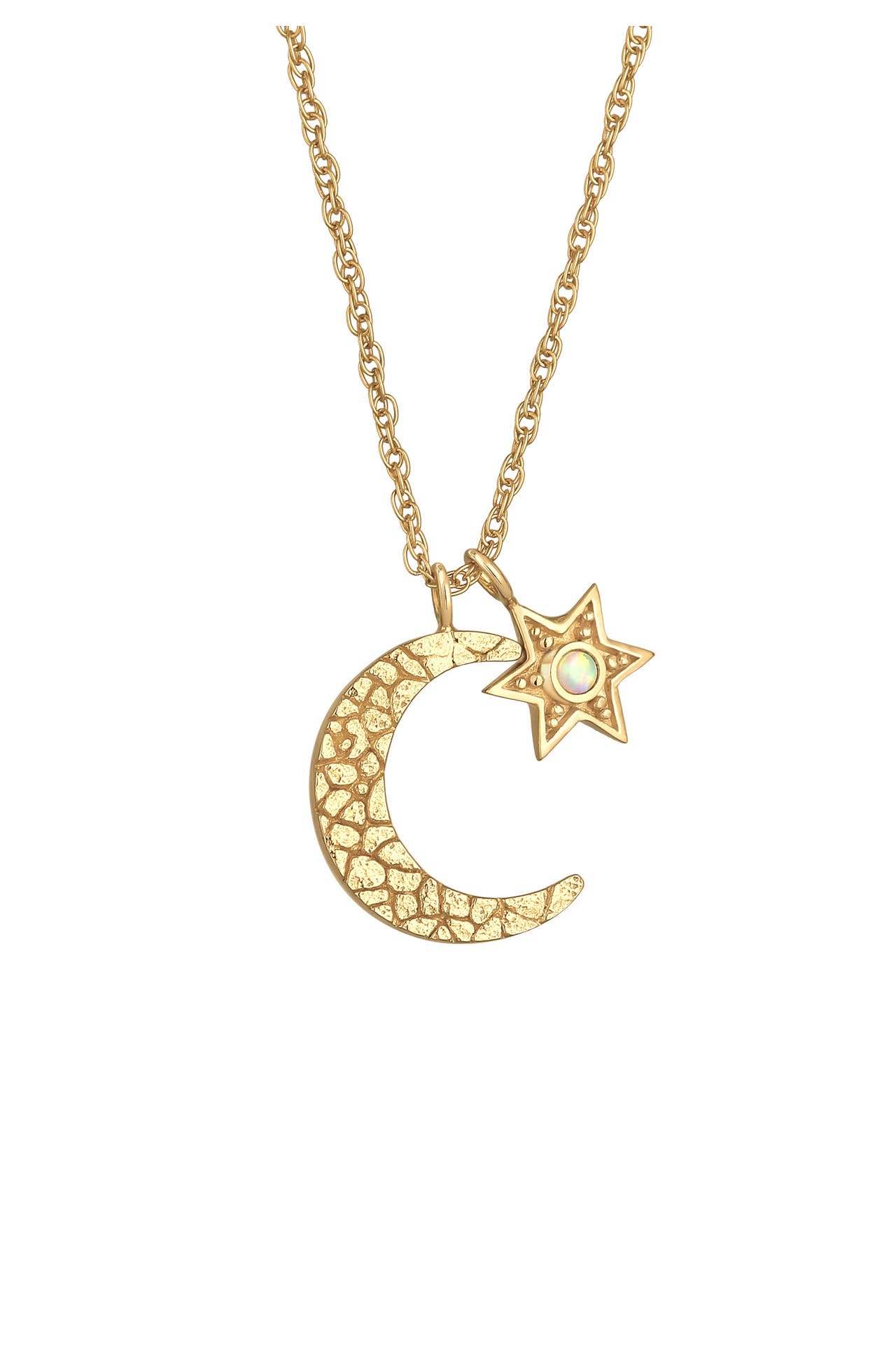 ELLI Kette Halbmond Stern Opal Astro 925 Silber Gold, Bild 1