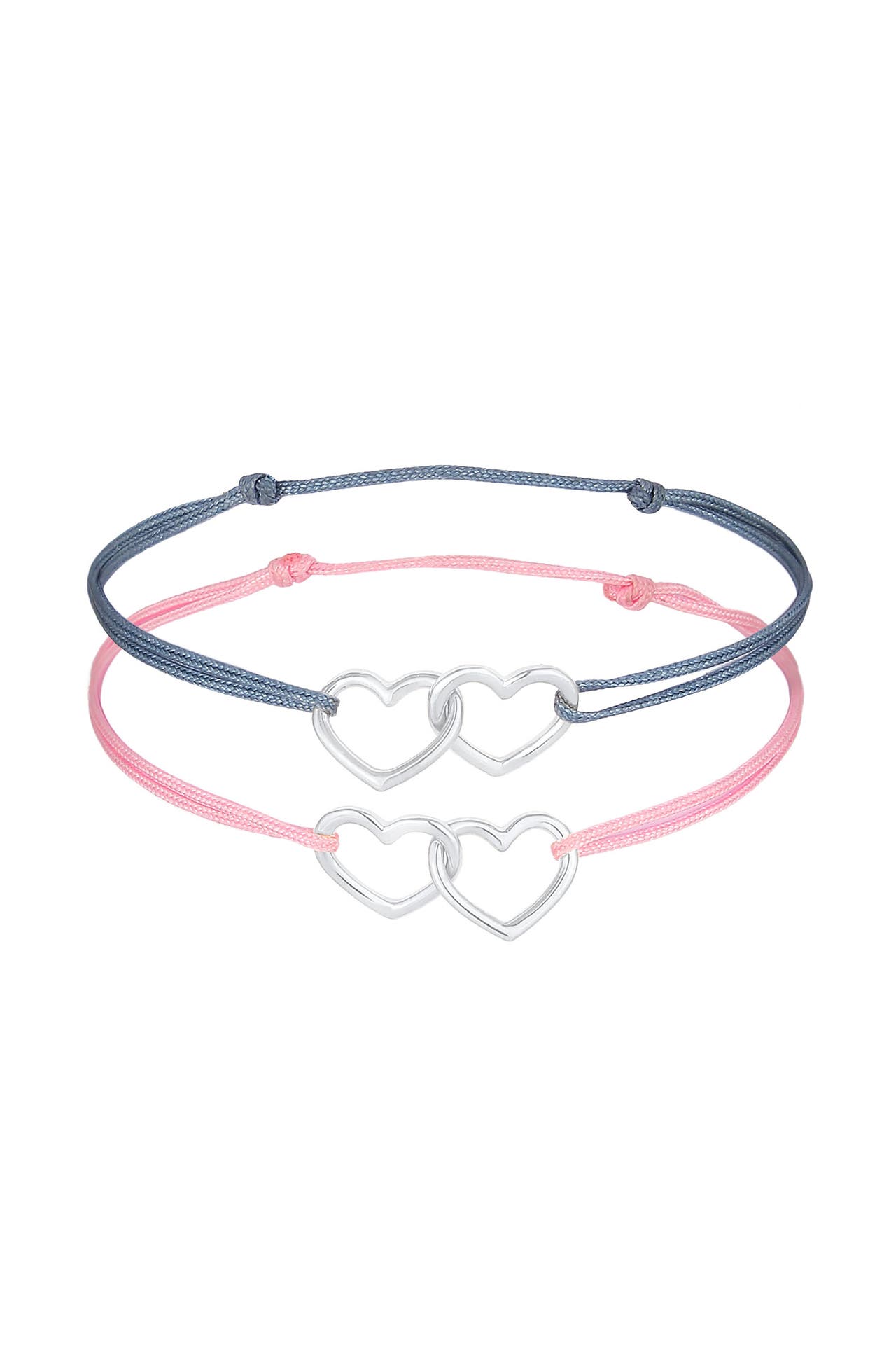 ELLI Armband Kinder Herzen Nylon Bändchen 2er Set 925 Silber Silber, Bild 1
