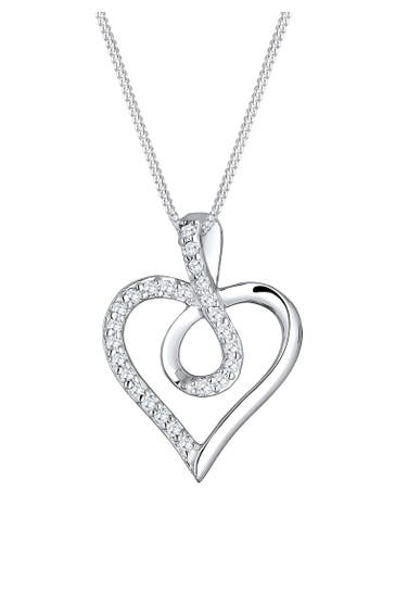 ELLI Kette Herz Zirkonia Weiß 925 Sterling Silber Silber