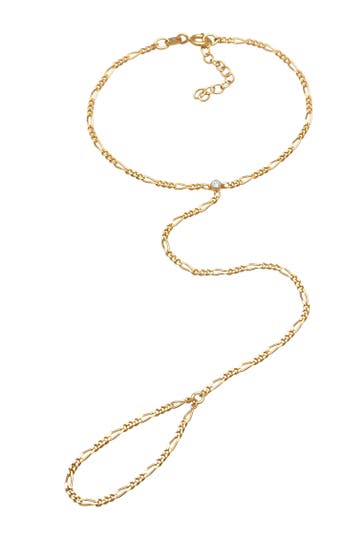 ELLI Armband Handchain Handkette Figaro 925 Silber, mit Kristallen von Swarovski® Gold