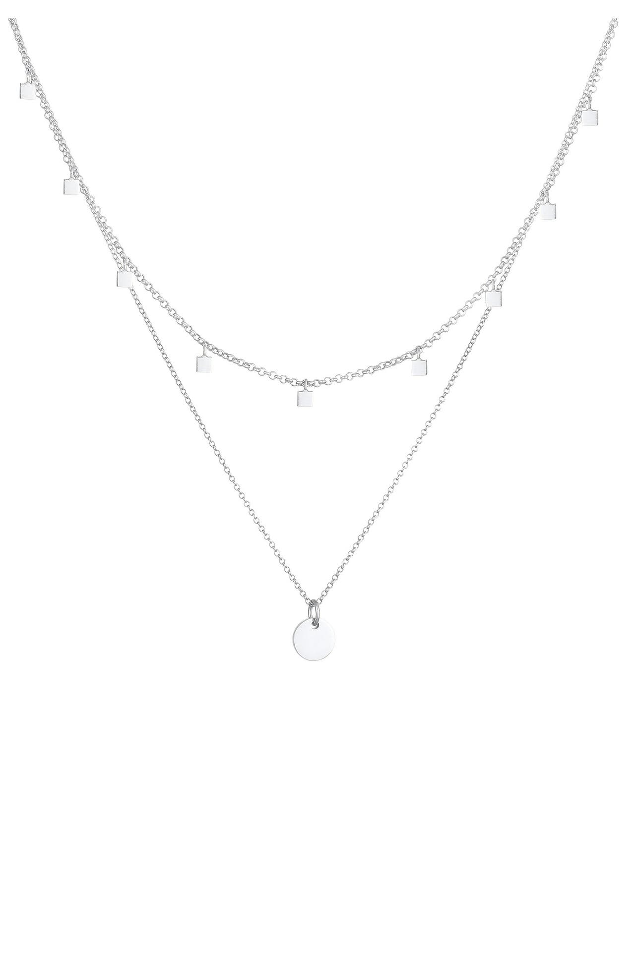 ELLI Kette Set Erbskette Plättchen Quadrat (2 tlg) 925 Silber Silber, Bild 1