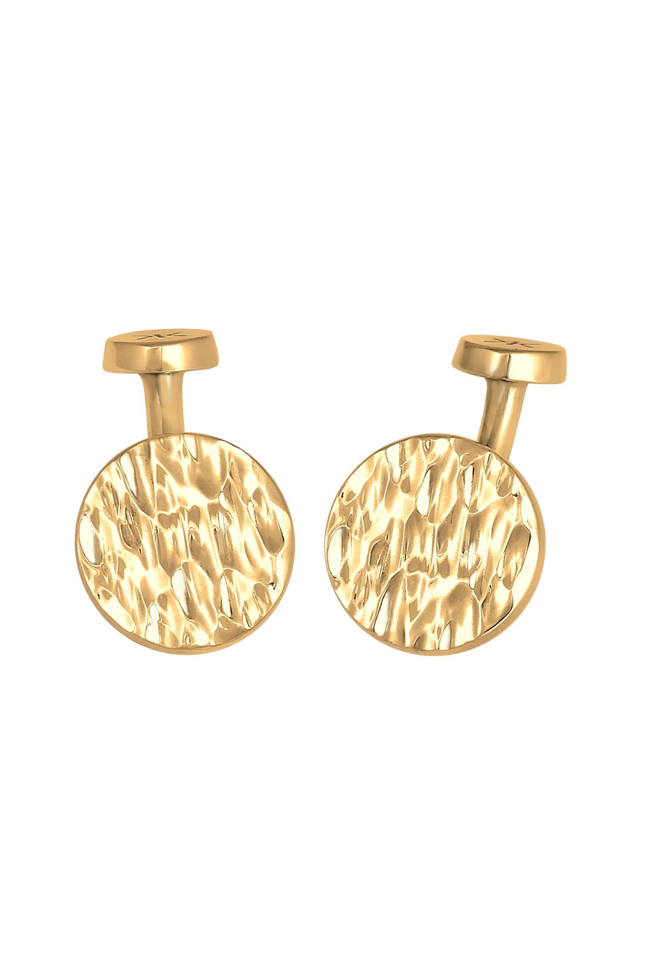 KUZZOI Manschettenknöpfe Plättchen Rund Gehämmert Struktur 925 Silber Gold, Bild 1