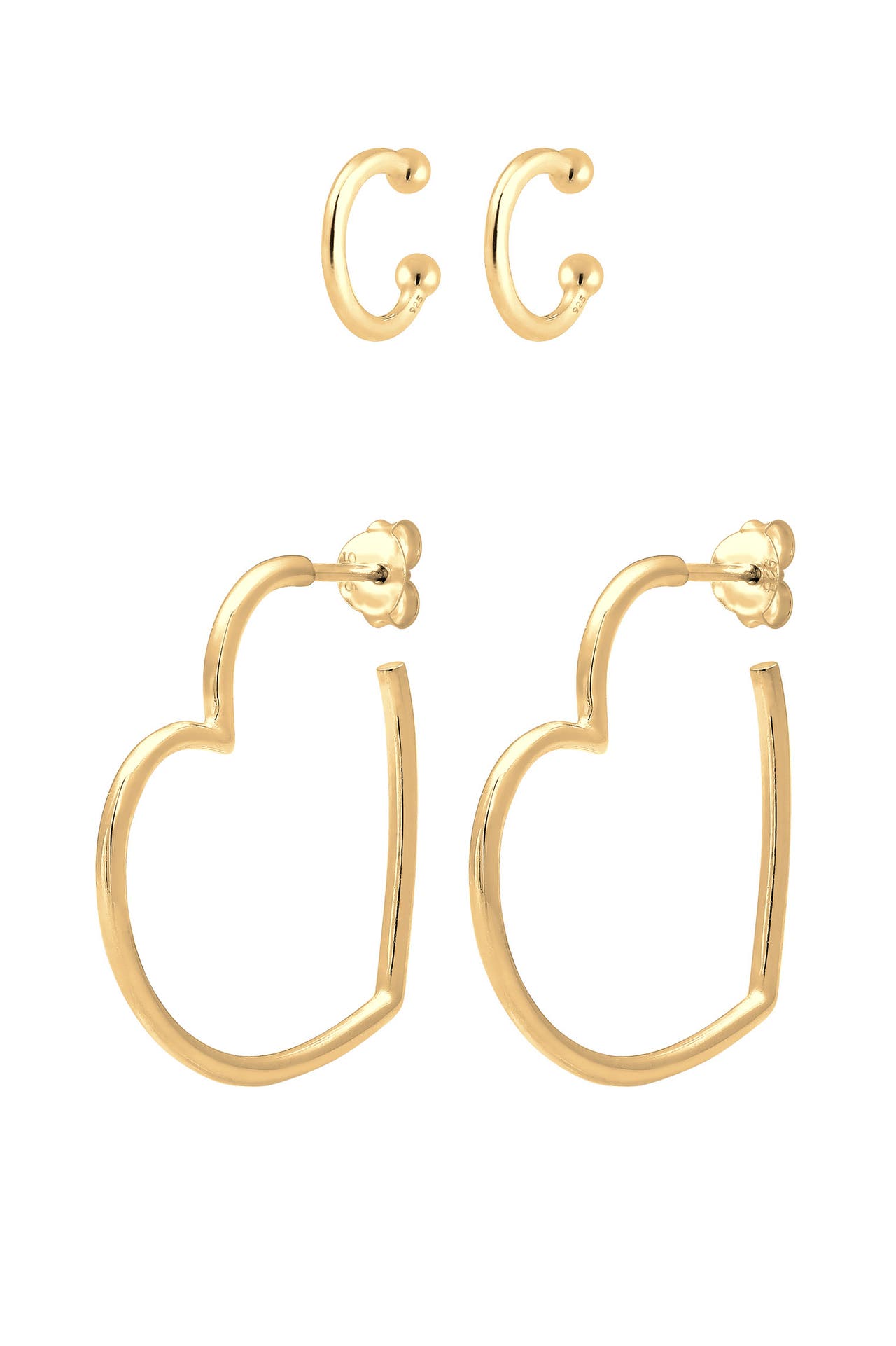 ELLI Ohrringe Creolen Earcuff Herz Liebe (2 tlg) 925 Silber Gold, Bild 1