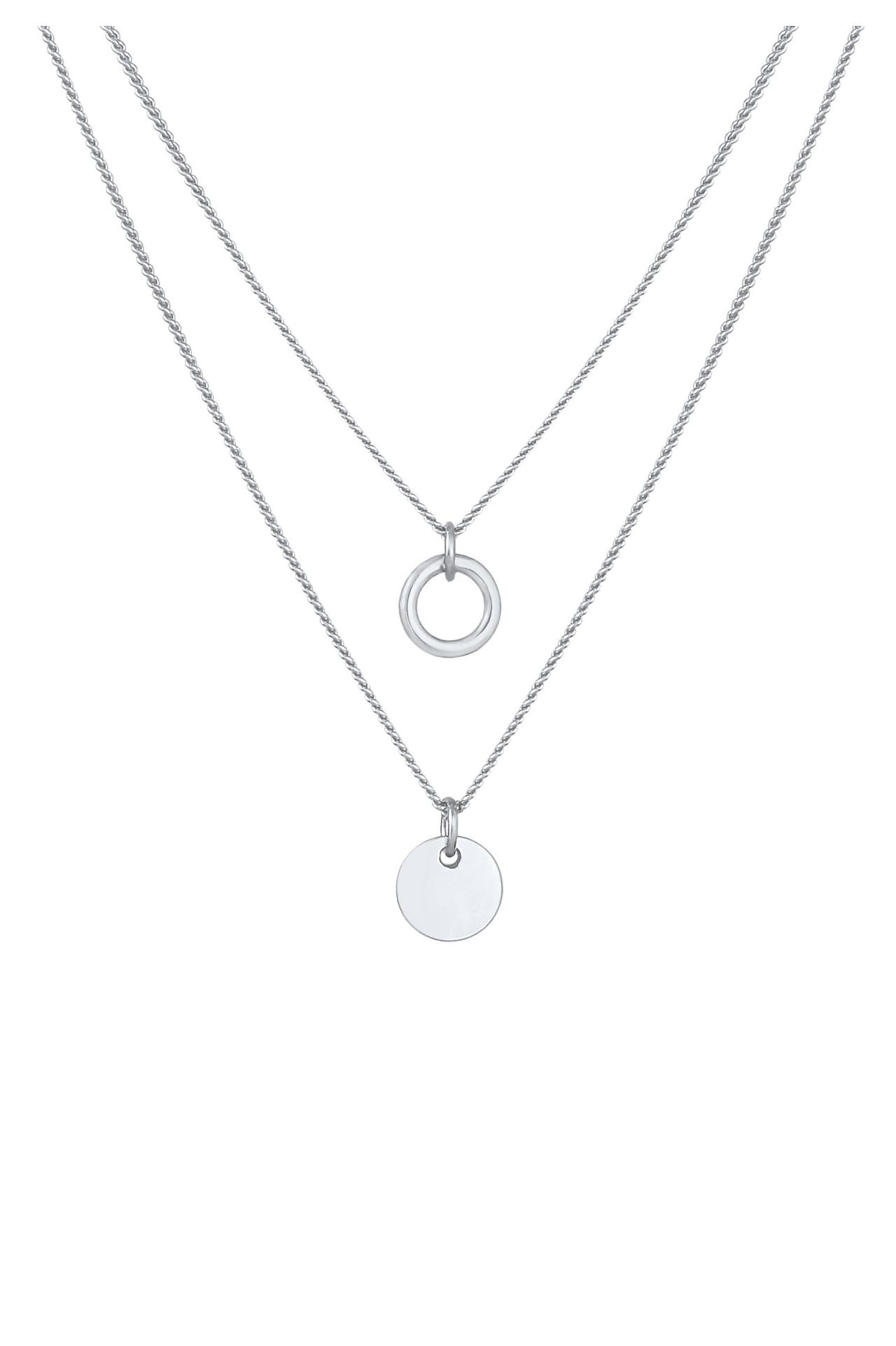 ELLI Kette Layering Kreise Plättchen Zweireihig 925 Silber Silber, Bild 1