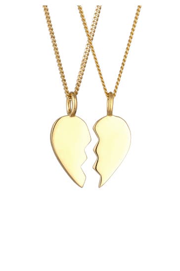 ELLI Schmuckset Set mit geteilten Herz 925 Sterling Silber Gold