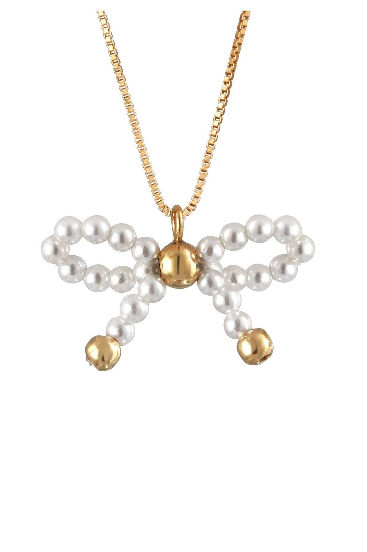 ELLI PREMIUM Kette Schleife Muschelkernperlen Anhänger 925 Silber Gold, Bild 1