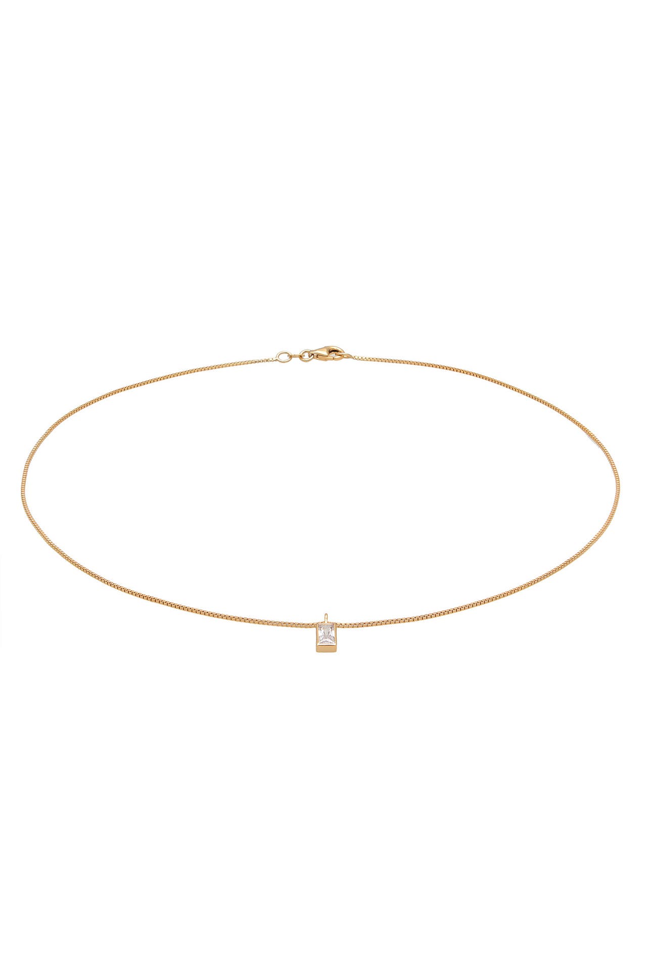 ELLI Kette Zirkonia Solitär Baguetteschliff 925 Silber Gold, Bild 1