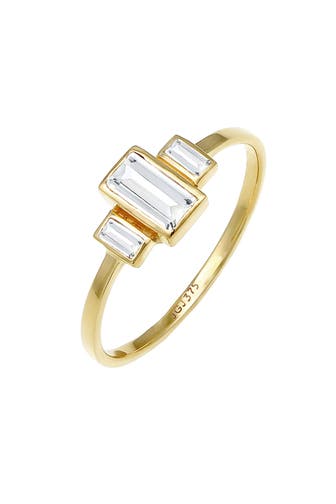 ELLI PREMIUM Ring Verlobungsring Topas Weiß 375 Gelbgold Gold