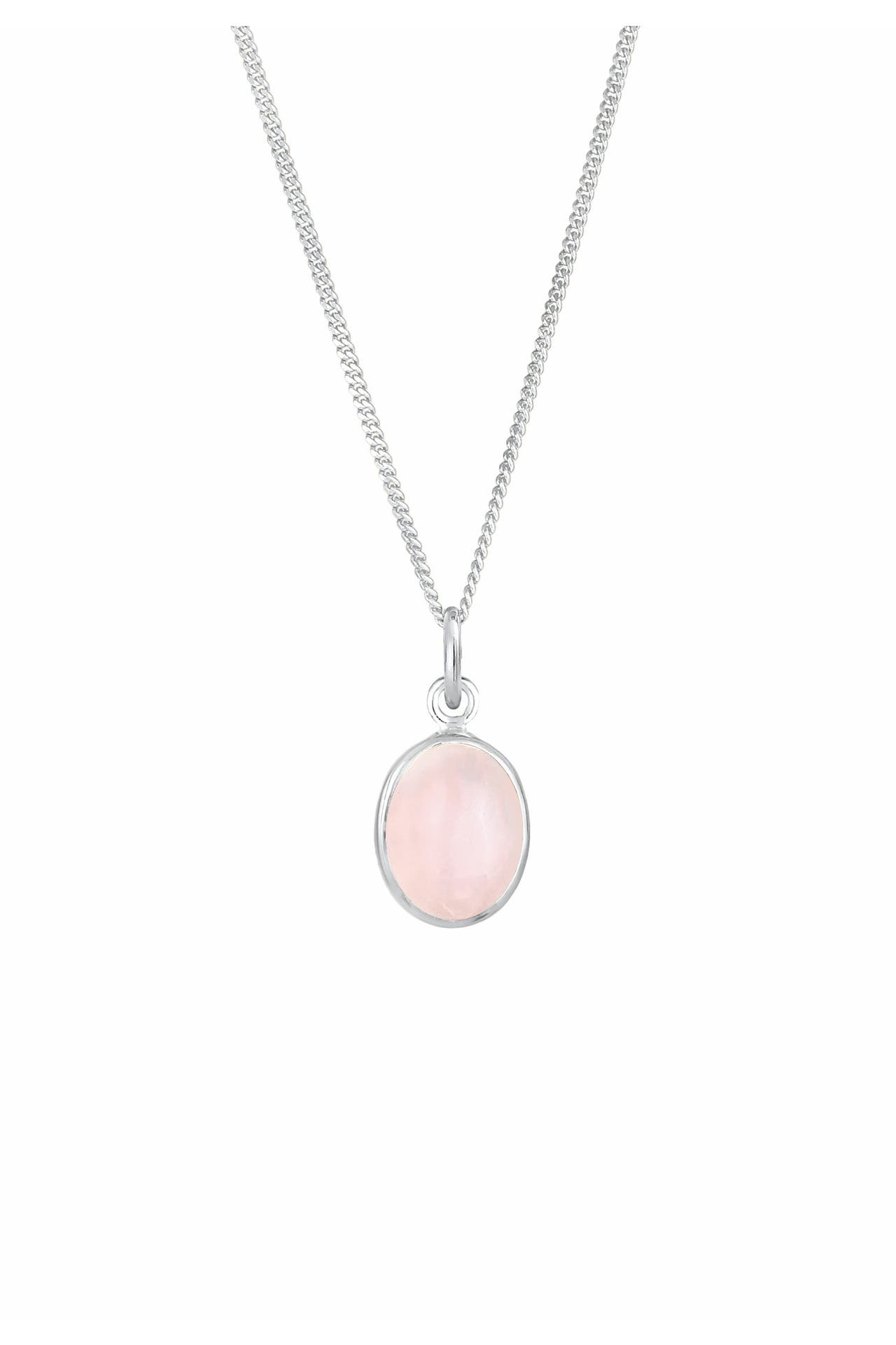 ELLI Kette Anhänger Rosenquarz Rosa Oval 925 Silber Rosa, Bild 1