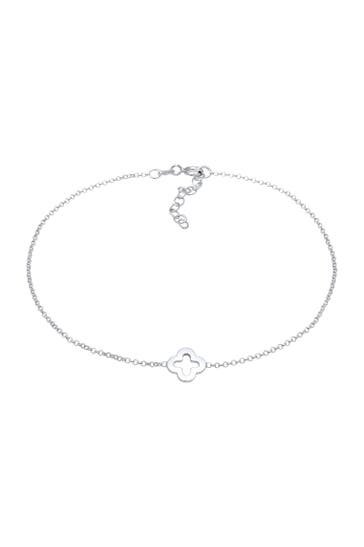 ELLI Fusskettchen Kleeblatt Glück Symbol Talisman 925 Silber Silber