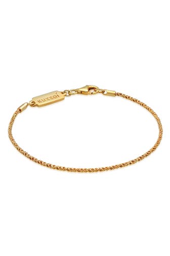 KUZZOI Armband Herren Basic Kordelkette Gedreht 925 Silber Gold