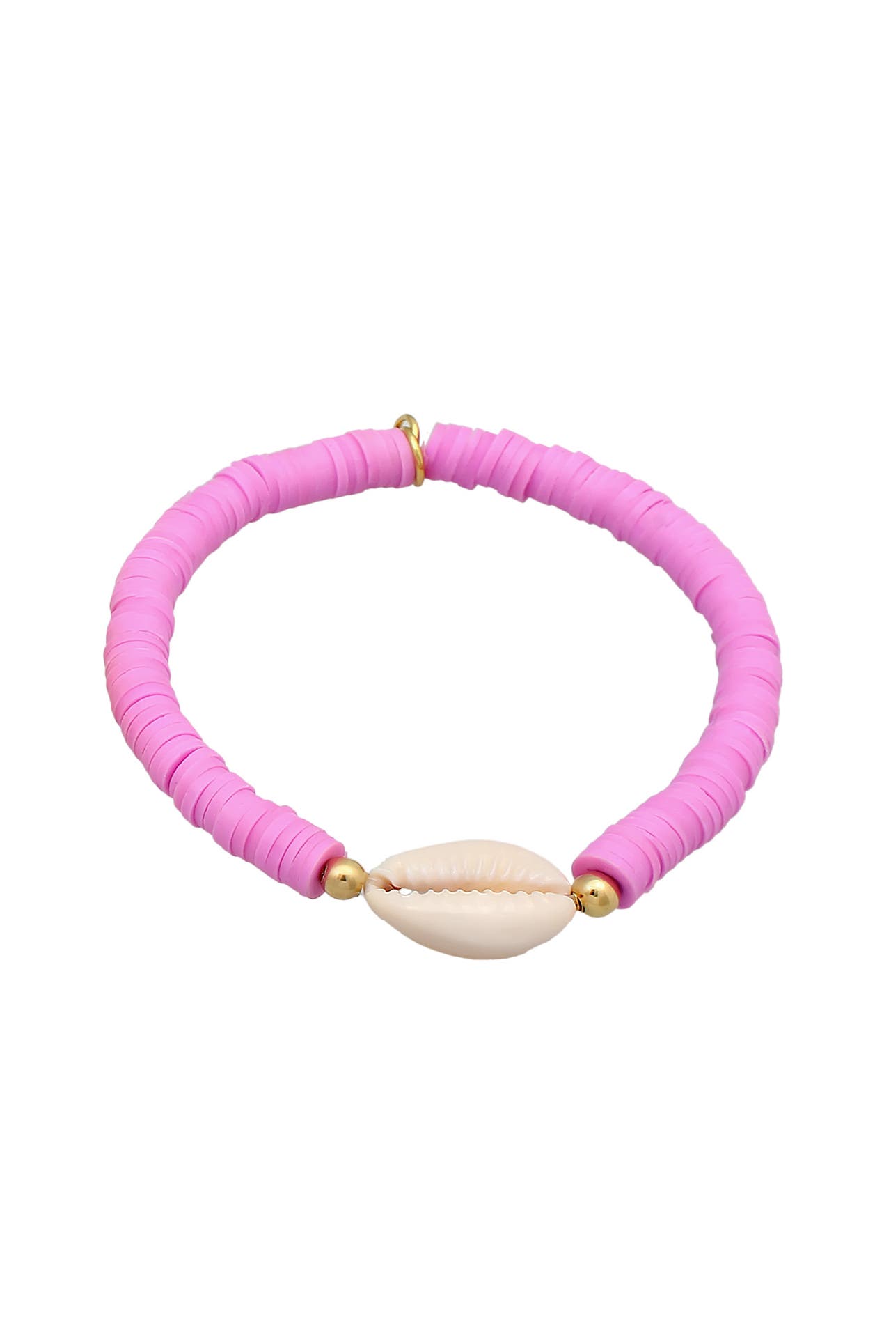 ELLI Armband Heishi Perlen Bunt Kauri Muschel 925 Silb Violett hell, Bild 1