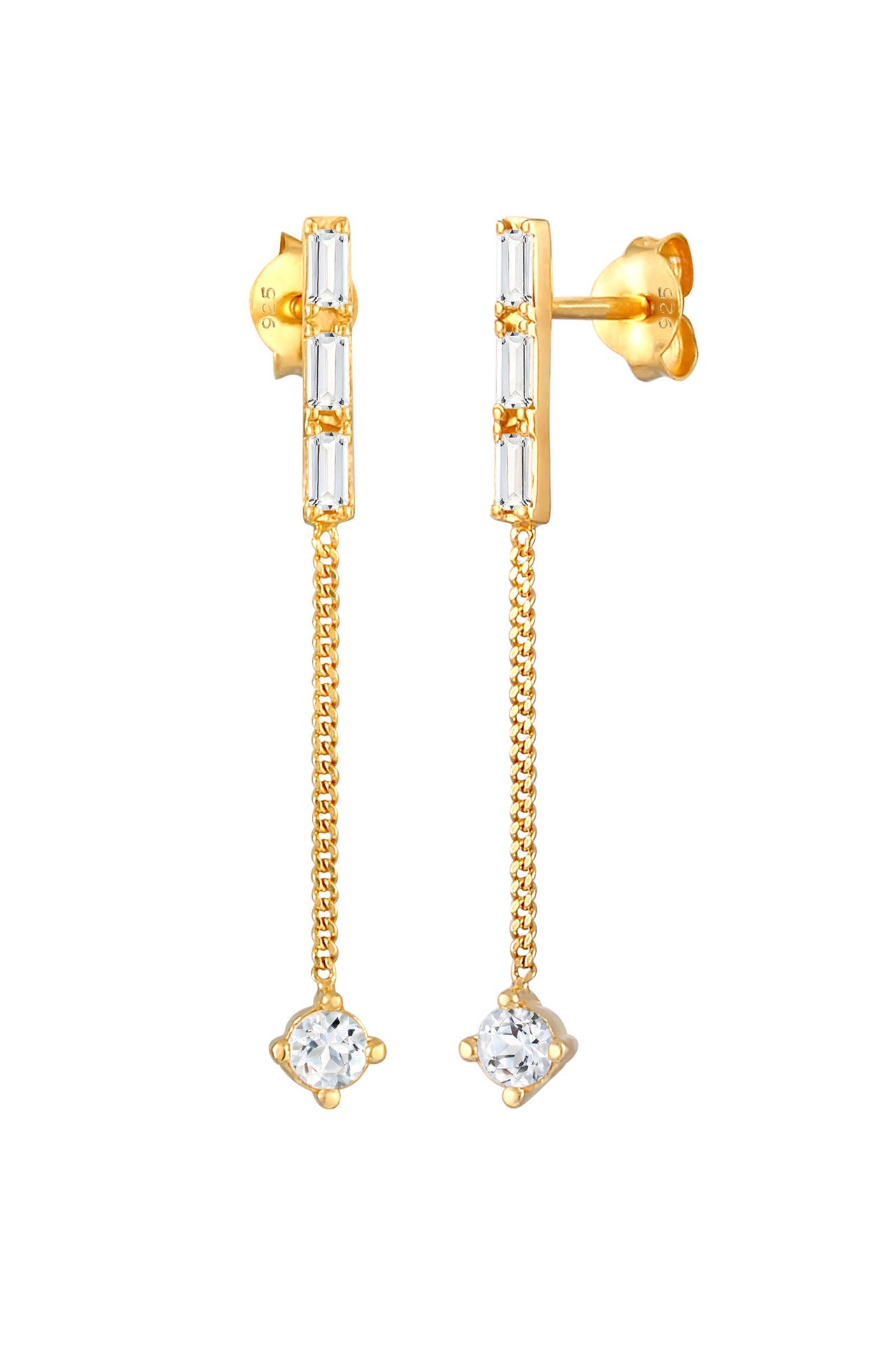 ELLI PREMIUM Ohrringe Hänger Stecker Topas Rechteck 925 Silber Gold, Bild 1