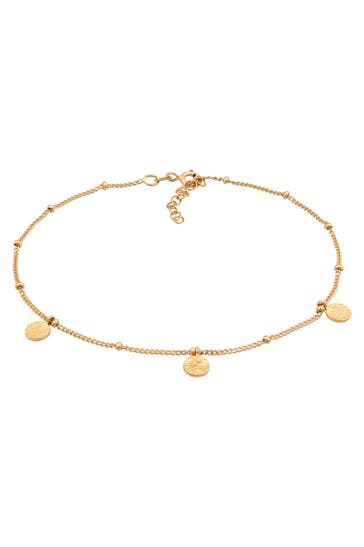 ELLI Fusskettchen Kugelkette Plättchen 925 Silber Gold