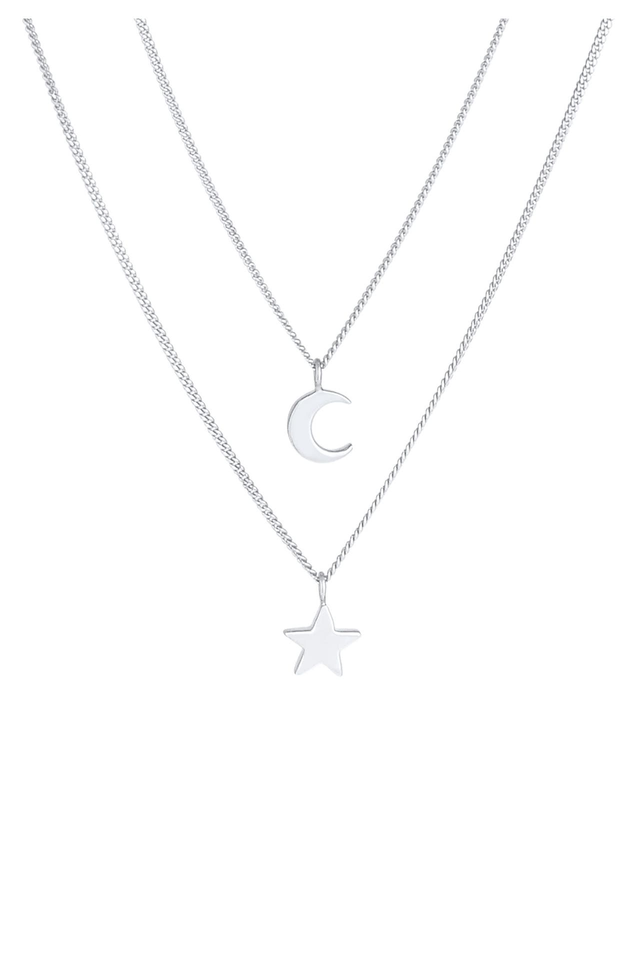 ELLI Kette Layer Stern Mond Astro 925 Silber Silber, Bild 1