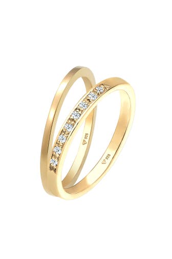 ELLI DIAMONDS Ring Basic Memoire Diamant Stapel Ring-Set 925 Silber Gold