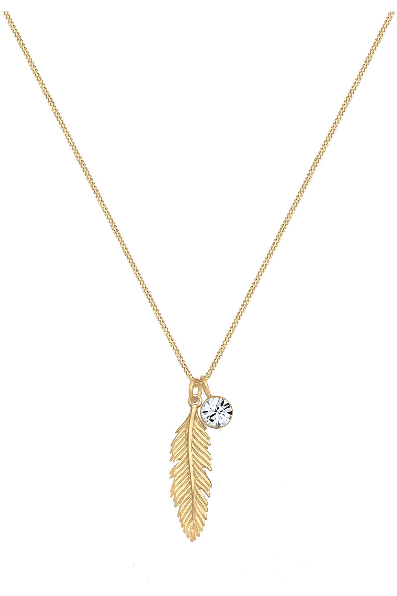 ELLI Kette Feder Boho Schmuck Geschenk mit Kristallen von Swarovski®925 Silber Gold, Bild 1