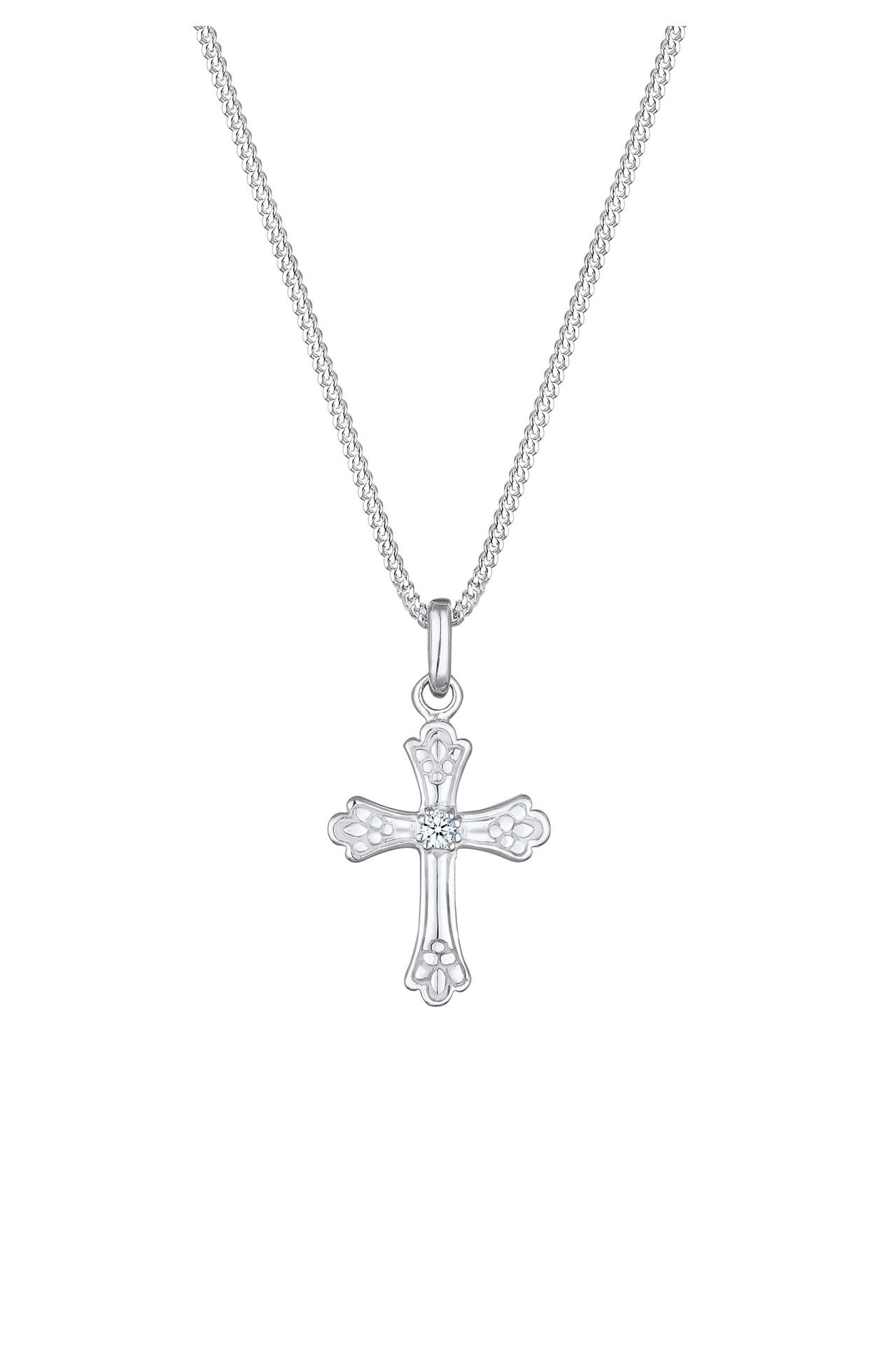ELLI DIAMONDS Kette Kreuz Diamant Antik (0.036 ct) 925 Sterling Silber Silber, Bild 1
