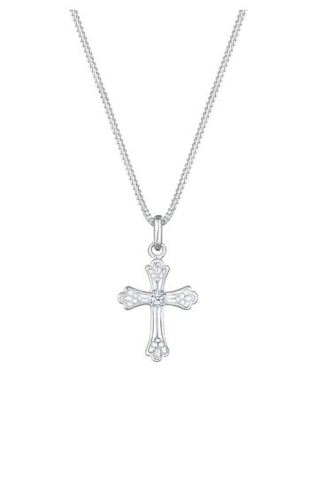 ELLI DIAMONDS Kette Kreuz Diamant Antik (0.036 ct) 925 Sterling Silber Silber