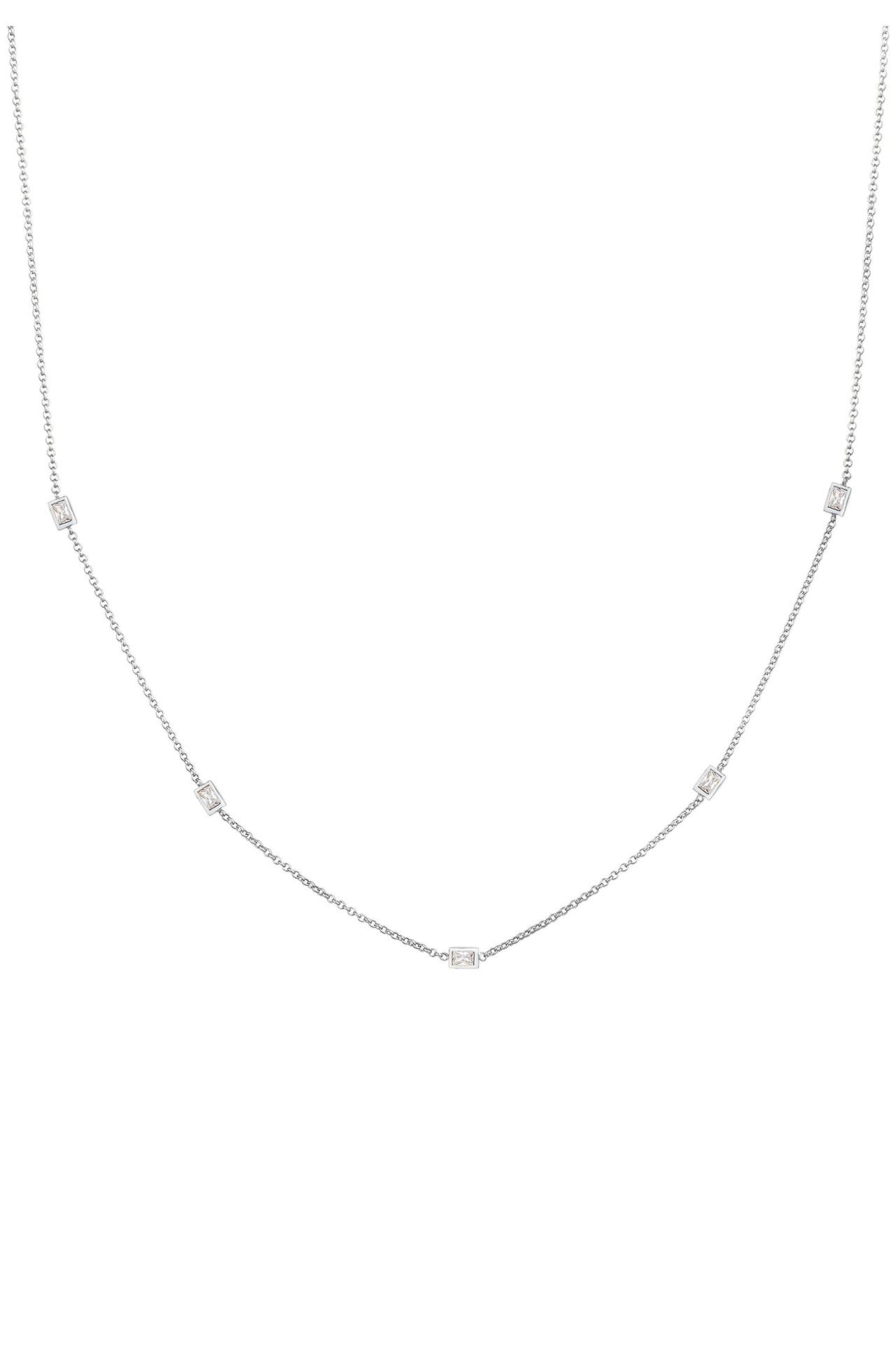 ELLI Kette Zirkonia Rechteck Geo Design 925 Silber Silber, Bild 1