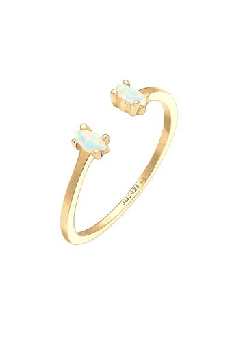 ELLI Ring mit Opal Oval Offen Verstellbar 925 Silber Gold