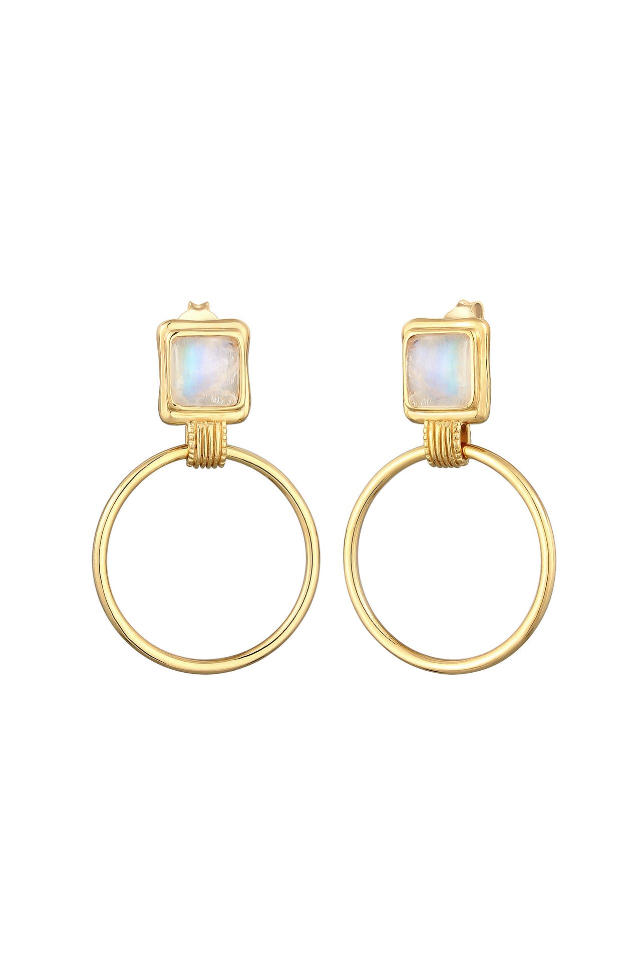 ELLI PREMIUM Ohrringe Kreis Mondstein Vintage Geo 925 Silber Gold, Bild 1
