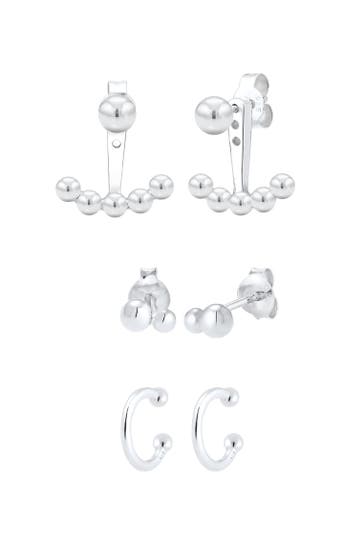 ELLI Ohrringe Ear Jacket Stecker Kugeln (3 tlg) 925 Silber Silber